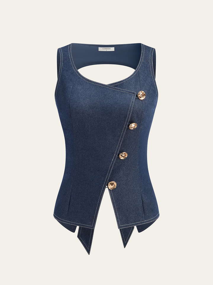 Gilet asymétrique à nœud boutonné