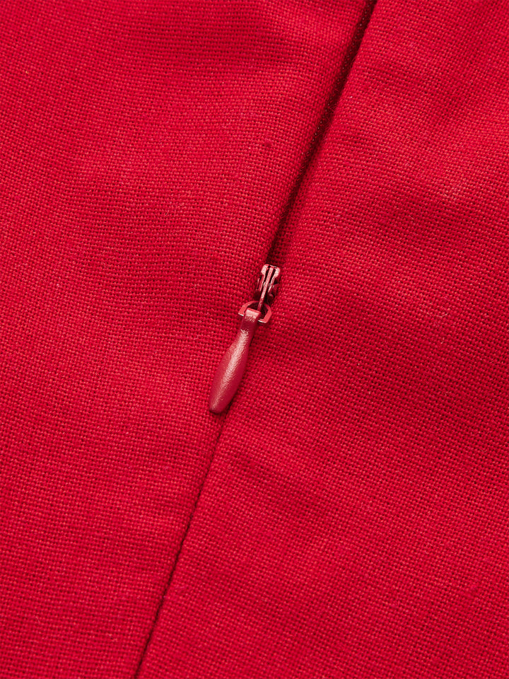 Robe patineuse mi-longue plissée à col chemise avec ceinture