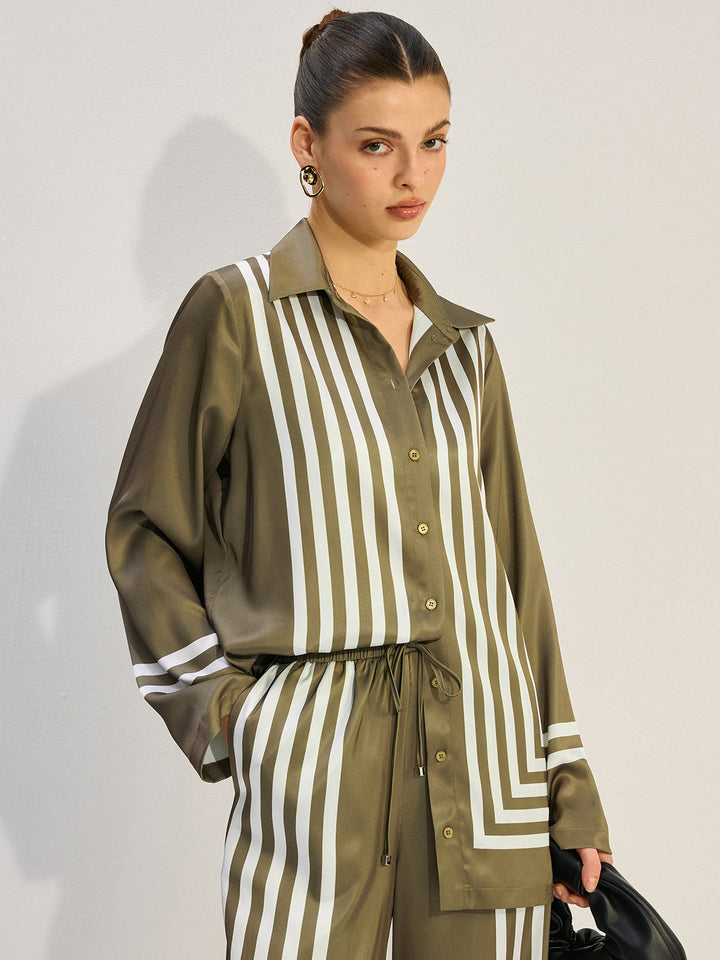 Chemise en satin à rayures