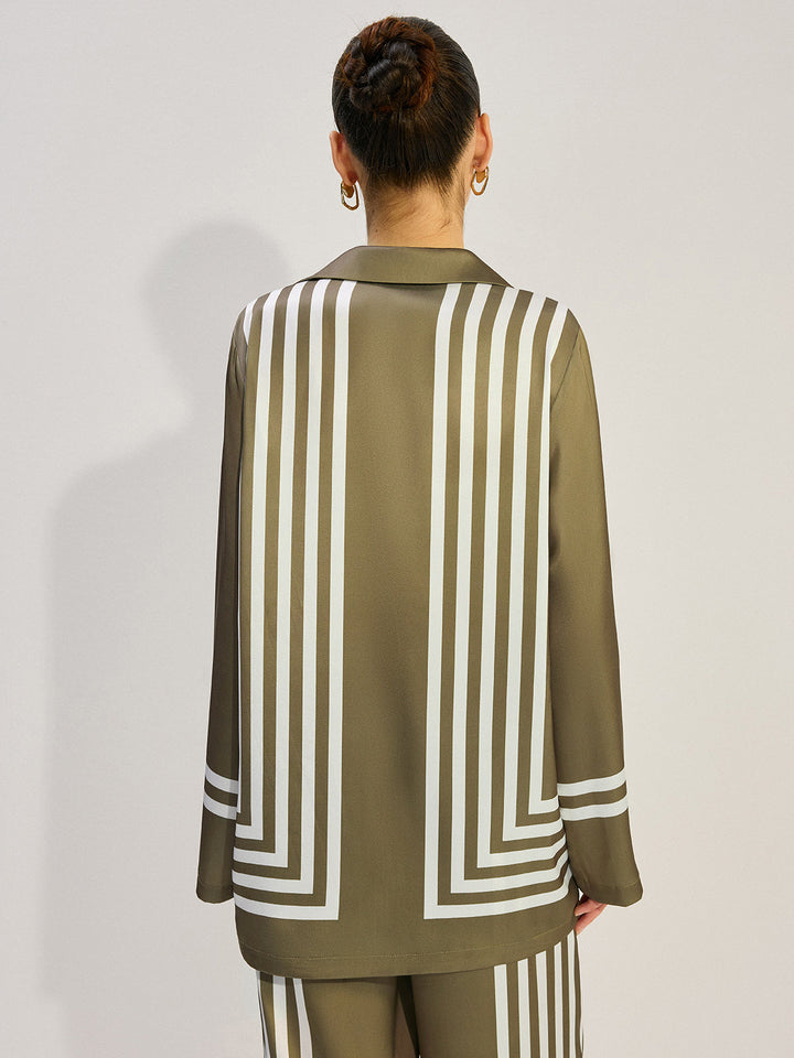 Chemise en satin à rayures