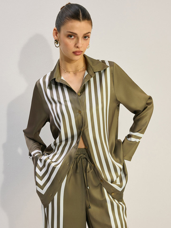 Chemise en satin à rayures