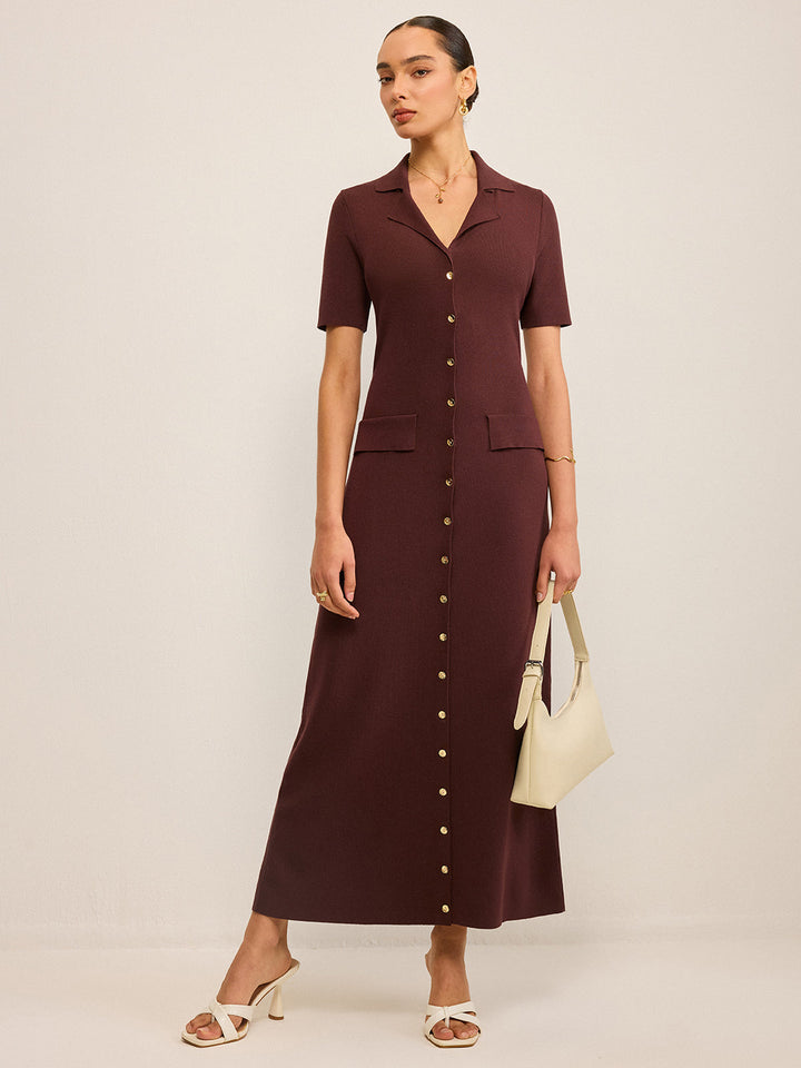 Robe Longue Boutonnée à Pochettes