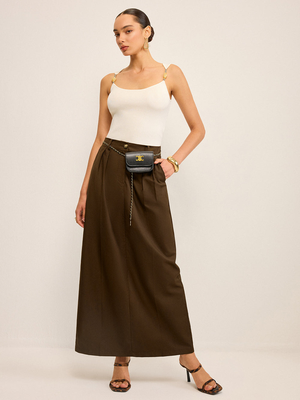 Jupe Longue Taille Haute à Poches
