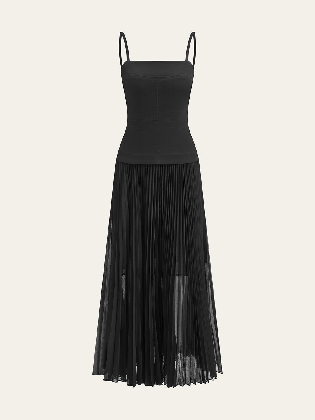 Robe Longue Plissée Dos Nu à Bretelles Spaghetti