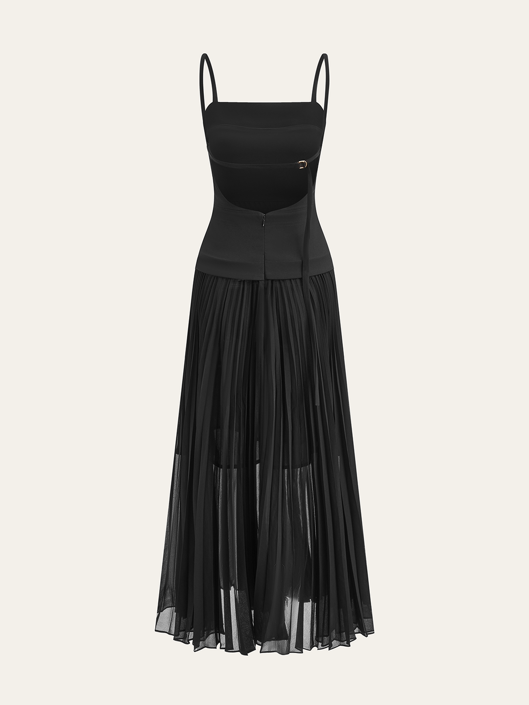 Robe Longue Plissée Dos Nu à Bretelles Spaghetti