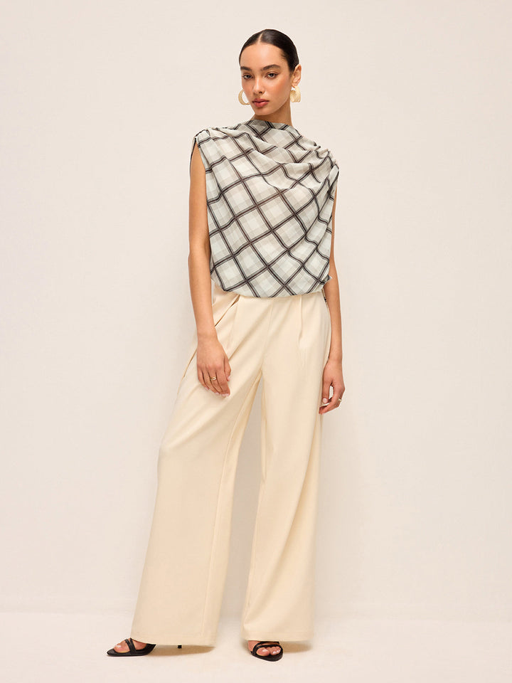 Chemise sans manches en mousseline à carreaux et dos nu