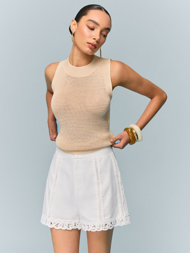 Shorts Larges à Bordure Crochetée