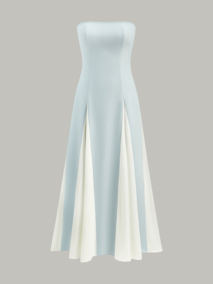 Robe Maxi Sans Bretelles Color Block