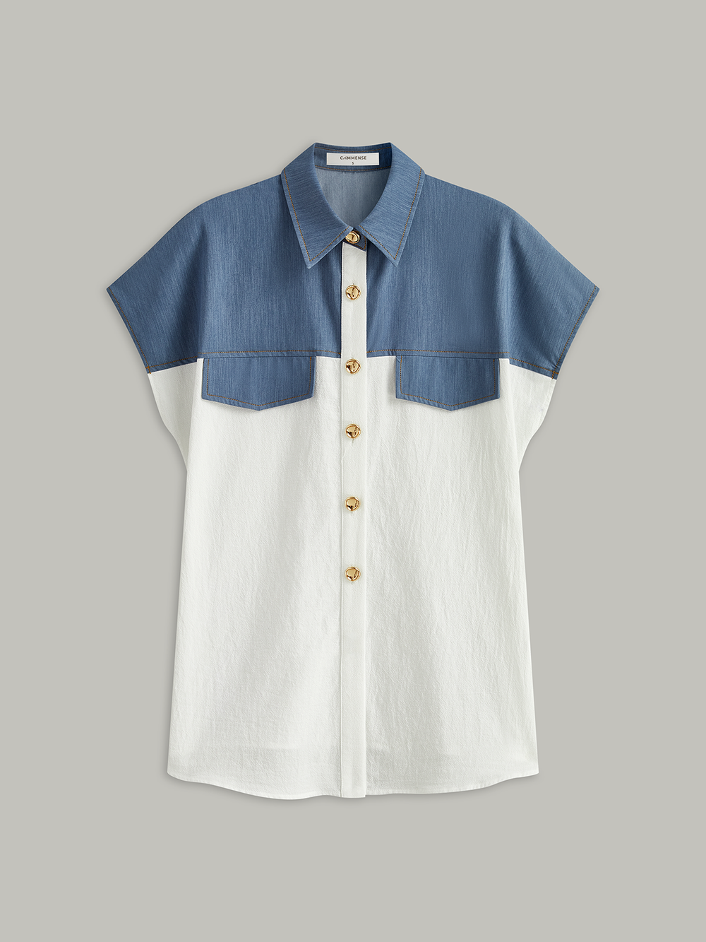 Chemise Manches Courtes Color Block