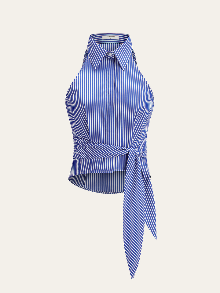 Haut court à rayures avec ceinture
