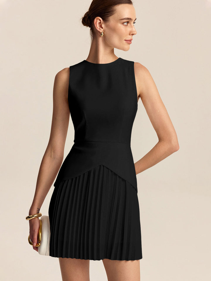 Robe Mini à Ourlet Plissé