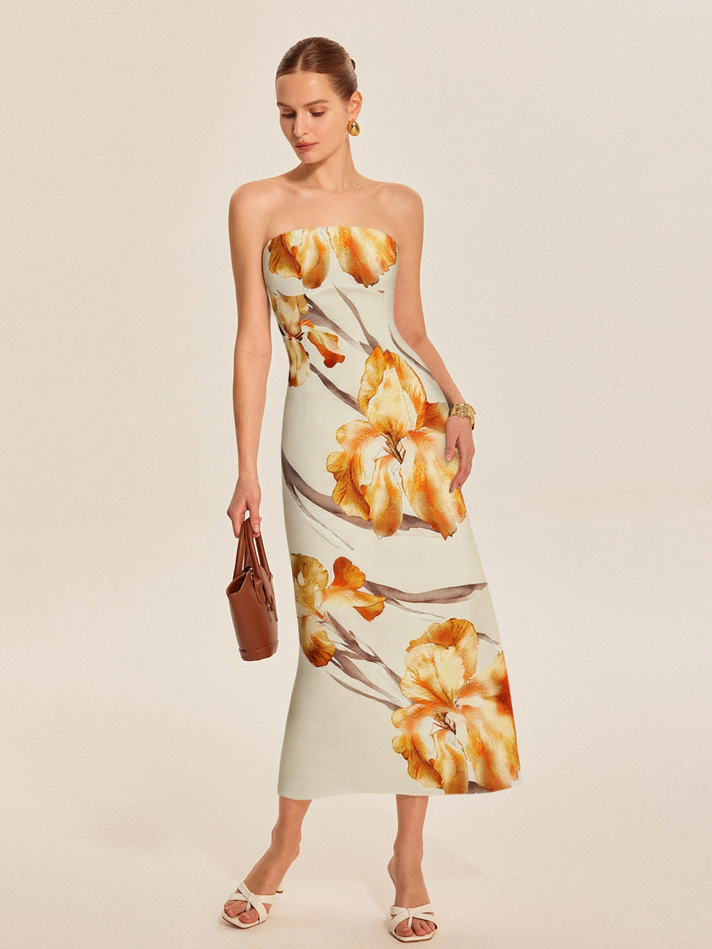 Robe Mi-longue à Imprimé Floral