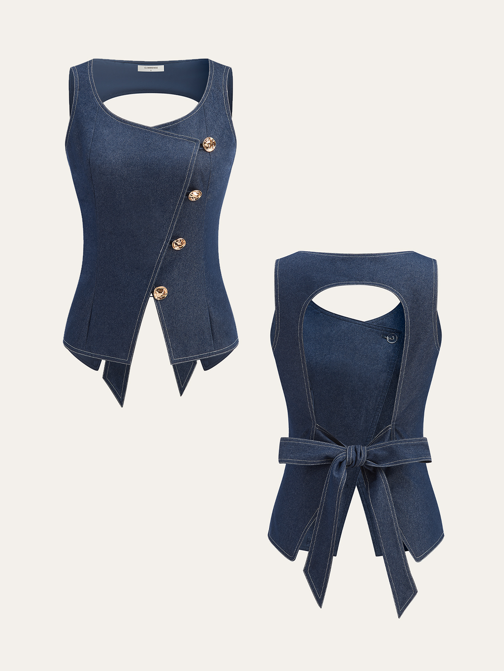 Gilet asymétrique à nœud boutonné