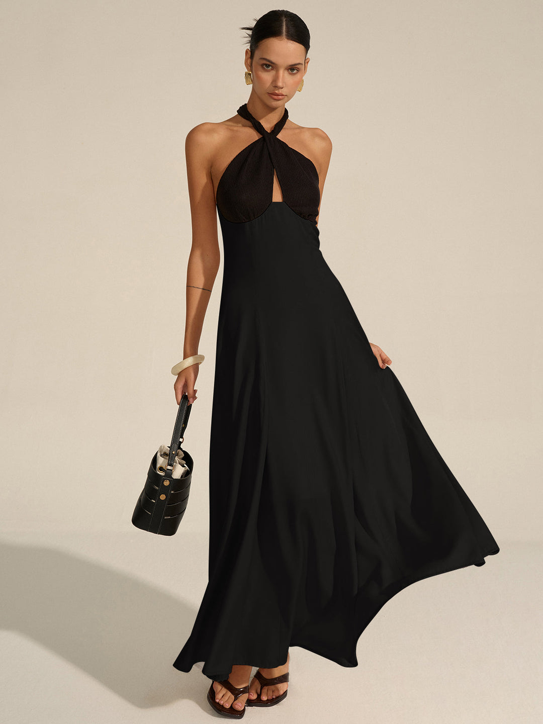 Robe Maxi à Col Halter Découpé