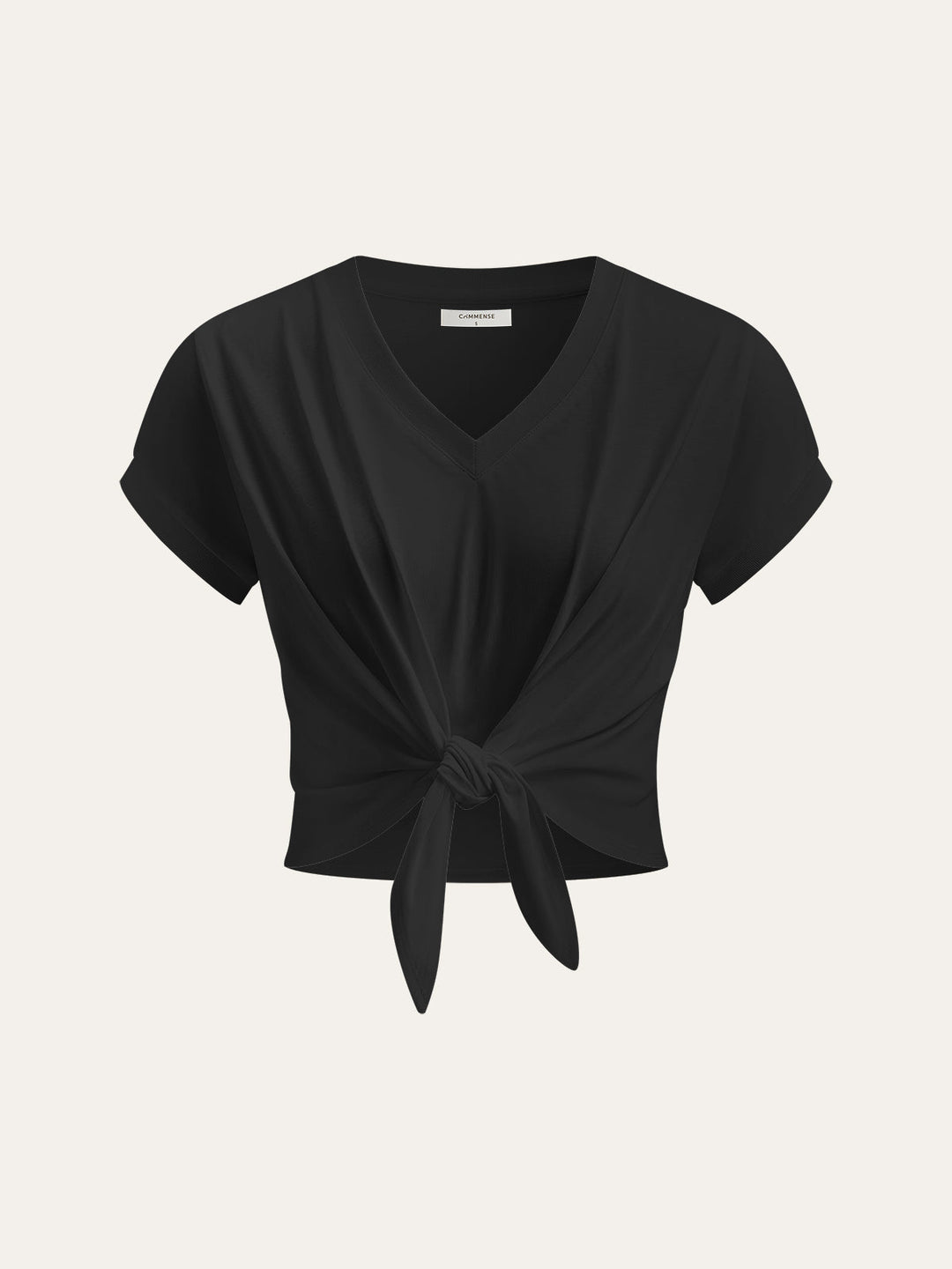 T-Shirt à col en V noué sur le devant