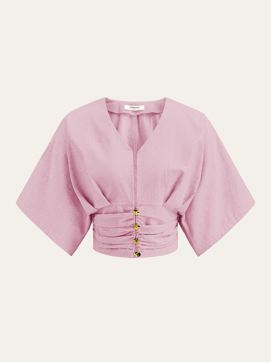 Haut Bouton Manches Kimono Coton & Lin