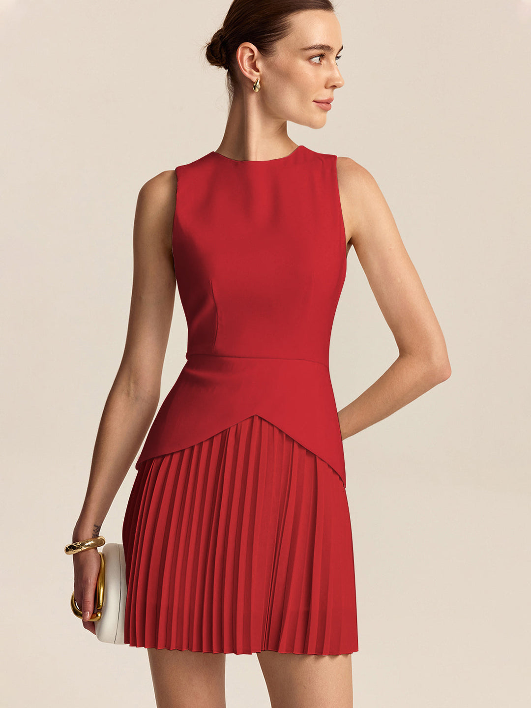 Robe Mini à Ourlet Plissé