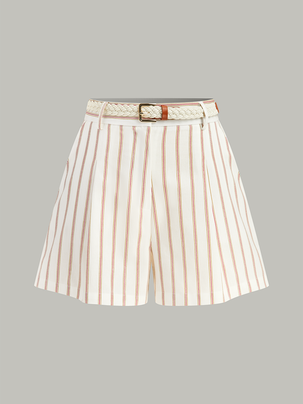 Ensemble short à rayures avec ceinture
