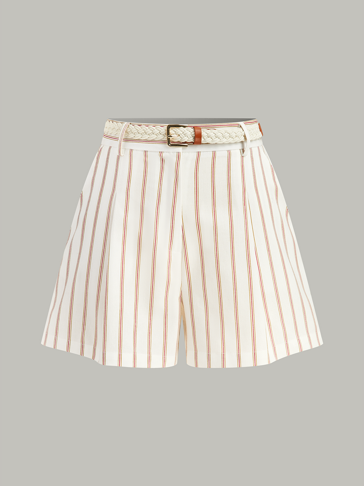 Ensemble short à rayures avec ceinture
