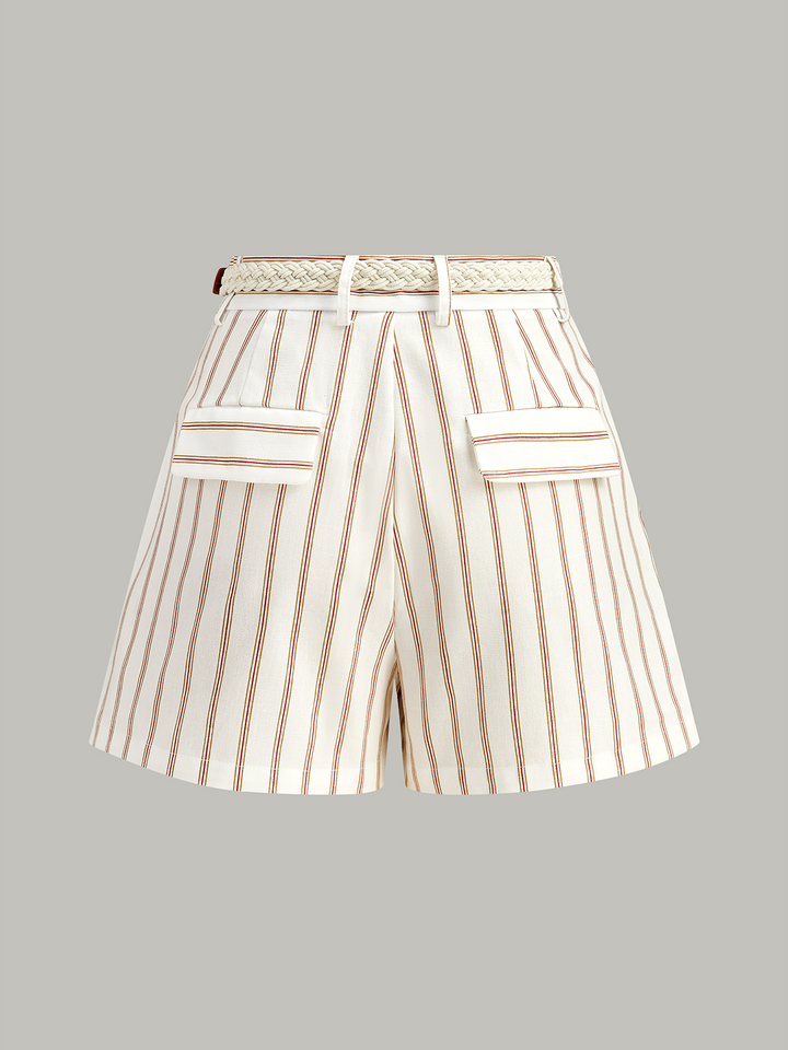 Ensemble short à rayures avec ceinture