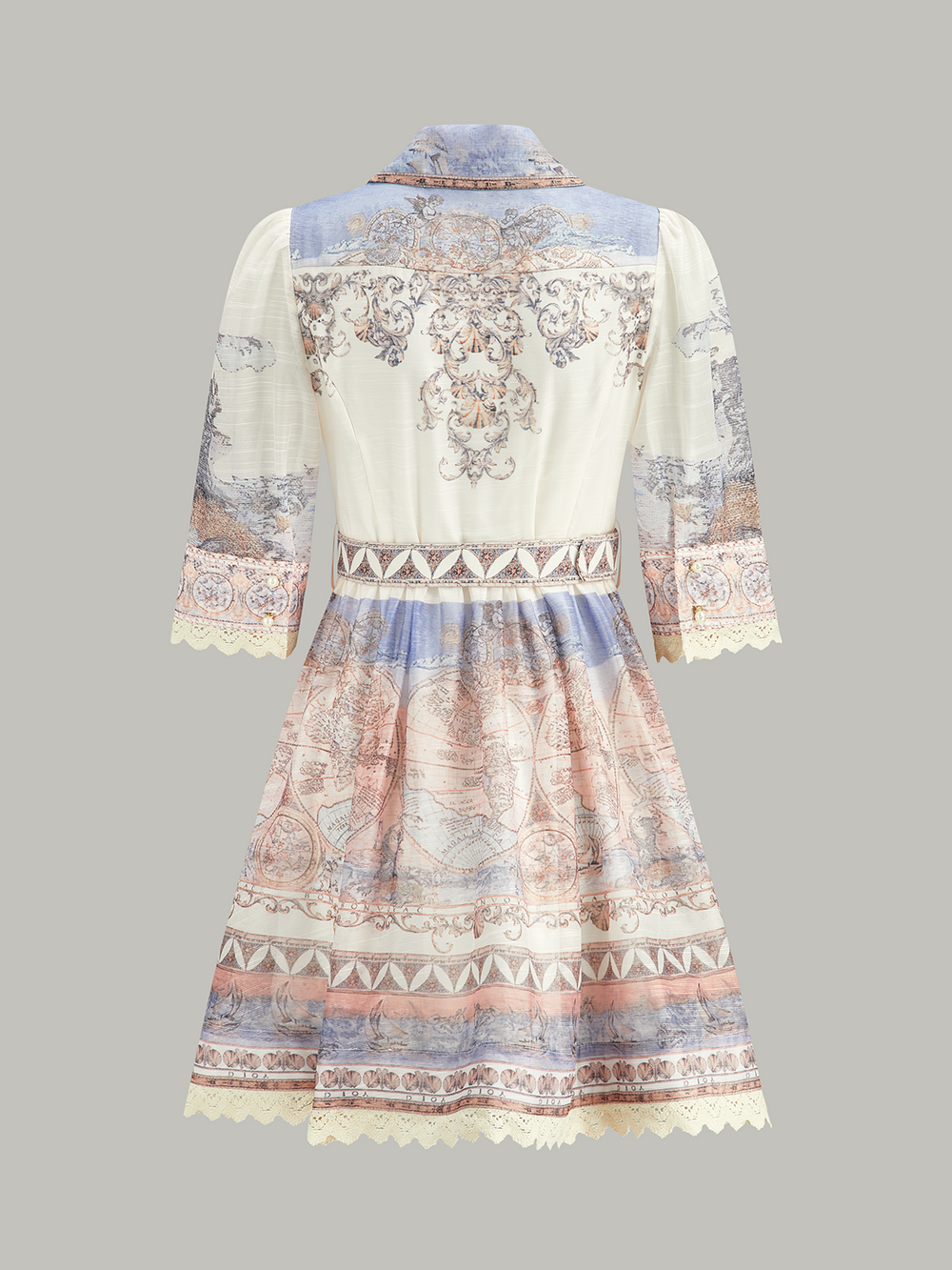 Robe Boutonnée Semi-Transparente Avec Ceinture