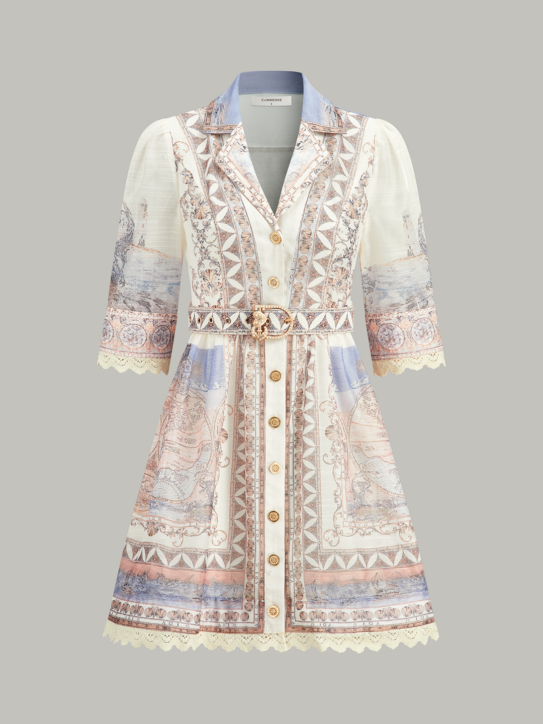 Robe Boutonnée Semi-Transparente Avec Ceinture