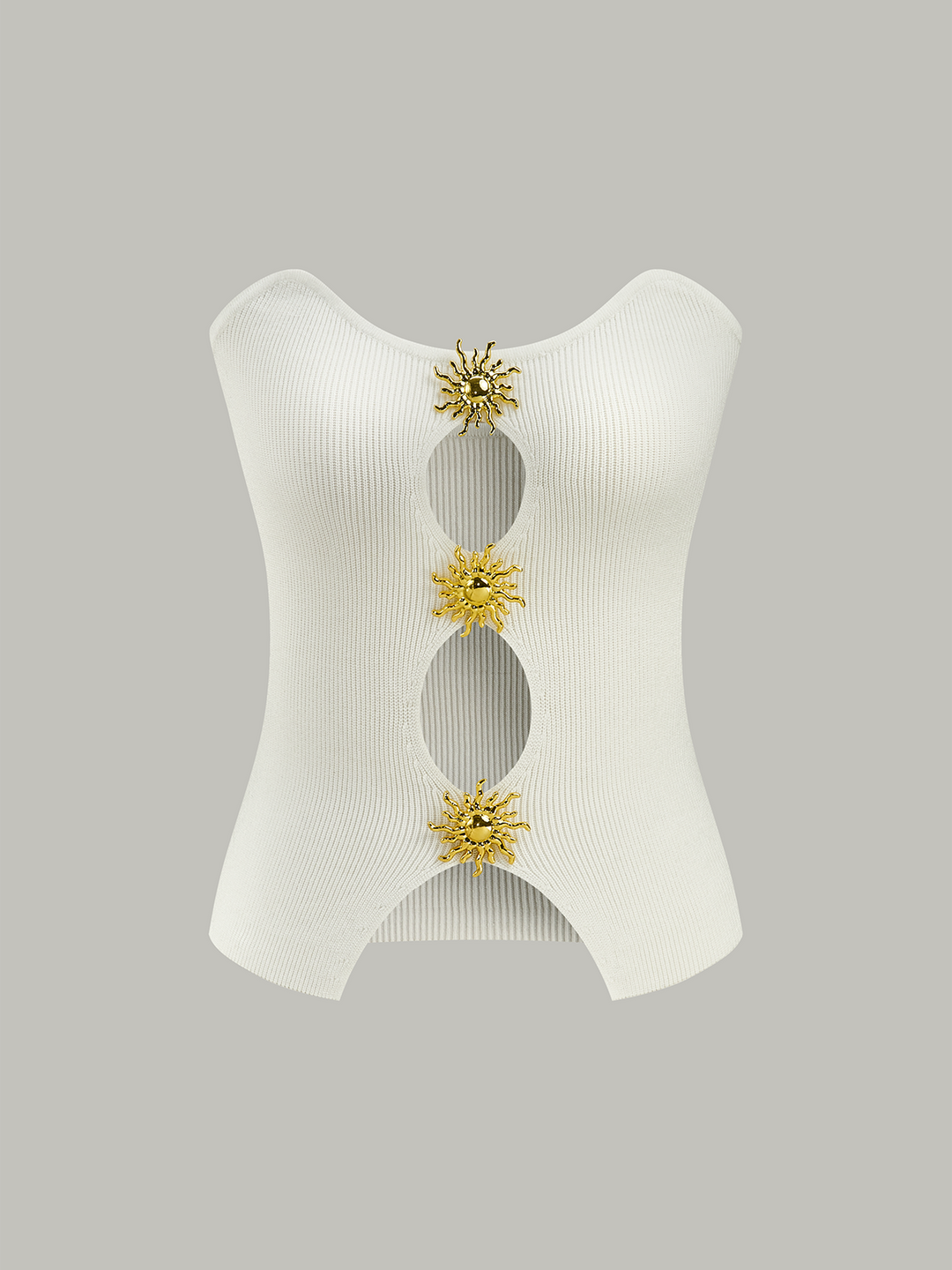 Gilet en maille à découpes métalliques