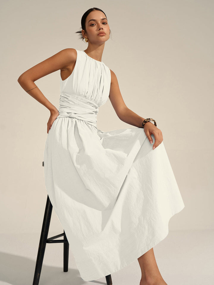 Robe Longue à Taille Froncée