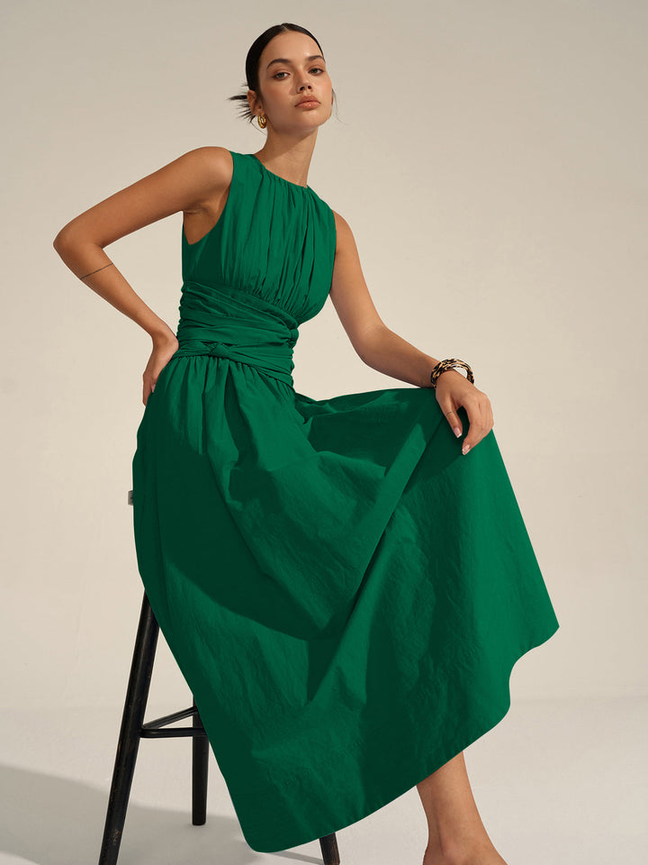Robe Longue à Taille Froncée