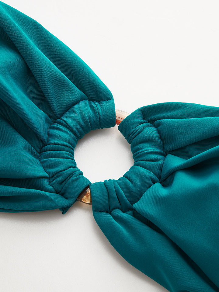 Ensemble Bikini Bandeau Ruché avec Détail Anneau