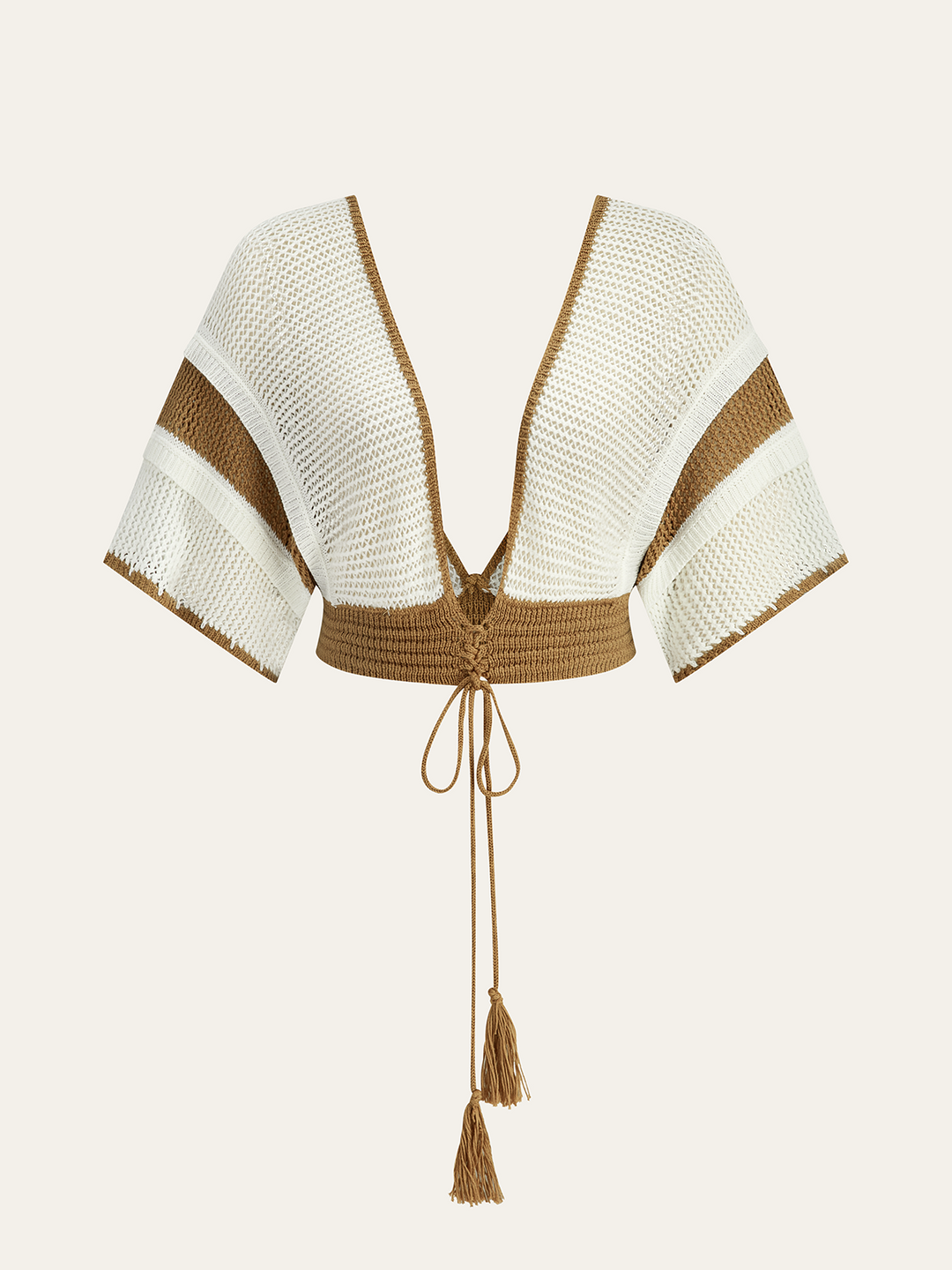 Ensemble jupe rayée au crochet avec ceinture à pompon