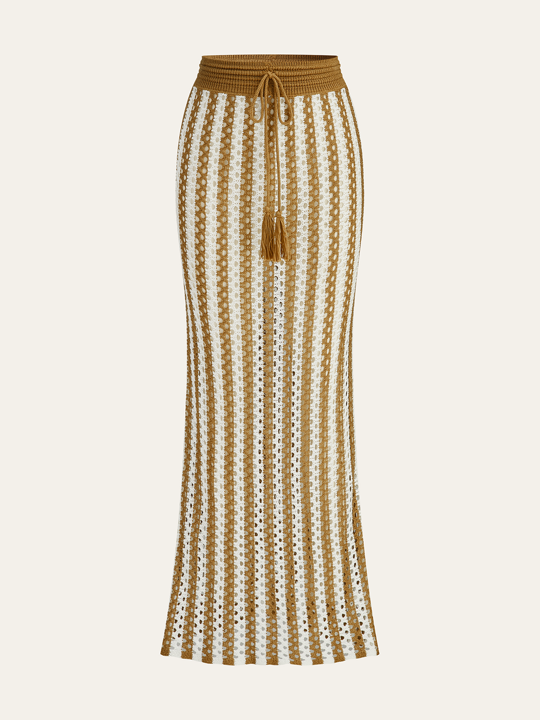 Ensemble jupe rayée au crochet avec ceinture à pompon