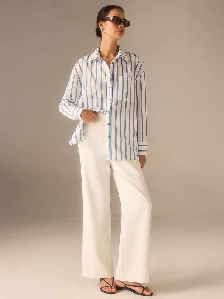 Chemise Boutonnée Rayée Surdimensionnée