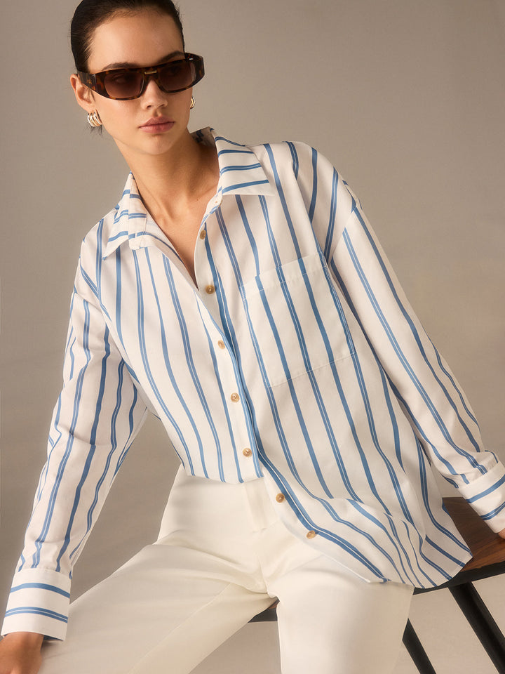 Chemise Boutonnée Rayée Surdimensionnée