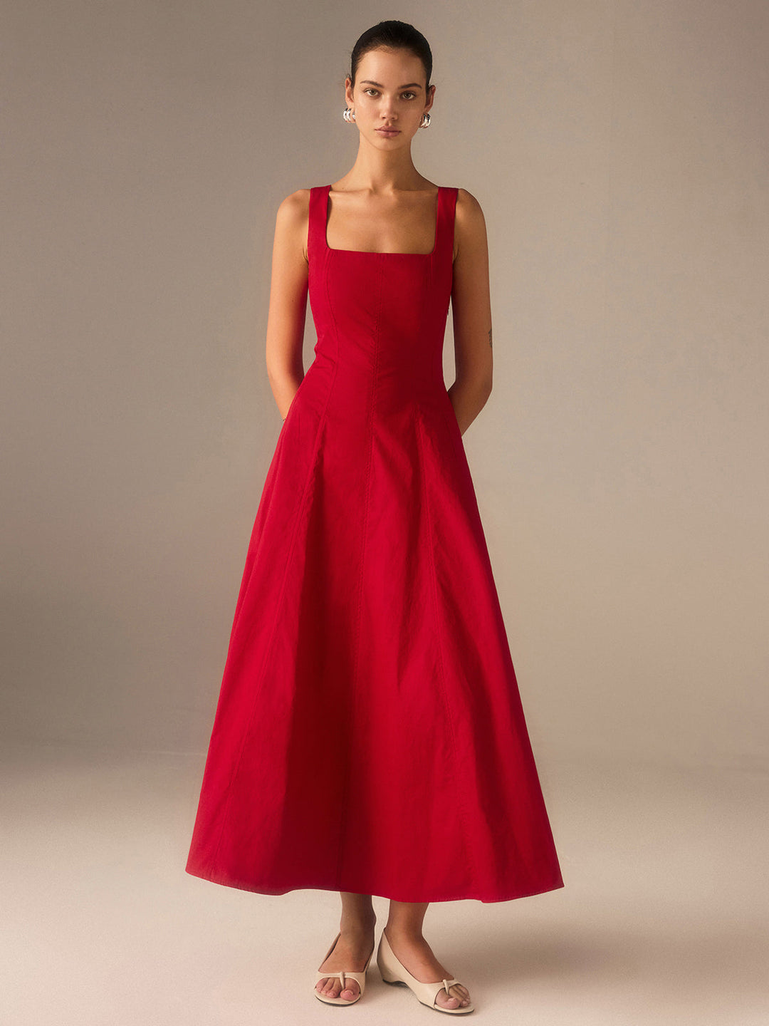 Robe Maxi en Coton avec Fermeture à Lacets au Dos
