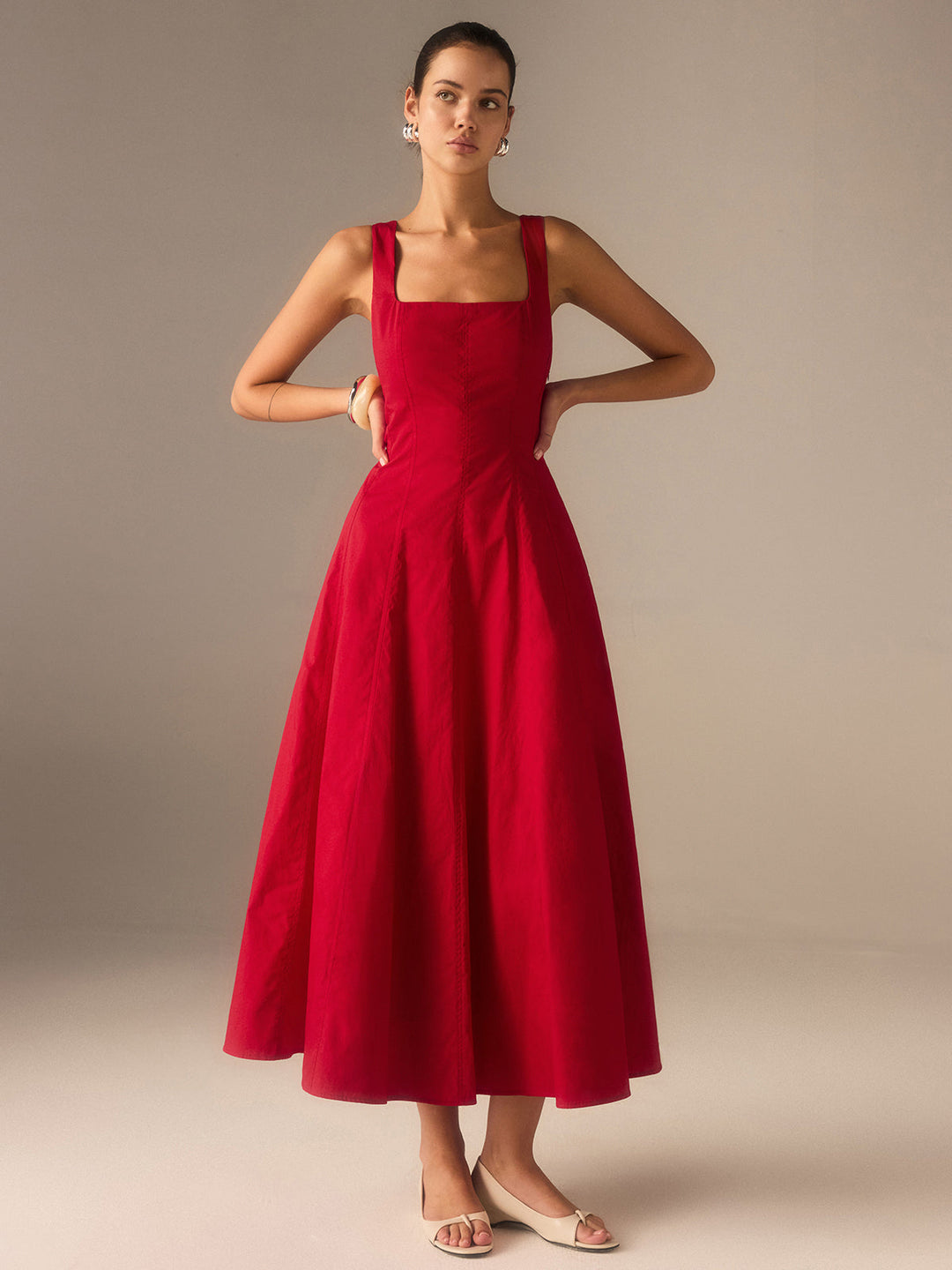 Robe Maxi en Coton avec Fermeture à Lacets au Dos