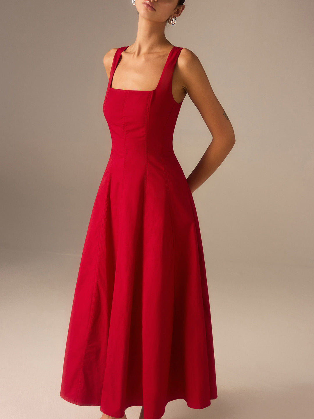 Robe Maxi en Coton avec Fermeture à Lacets au Dos