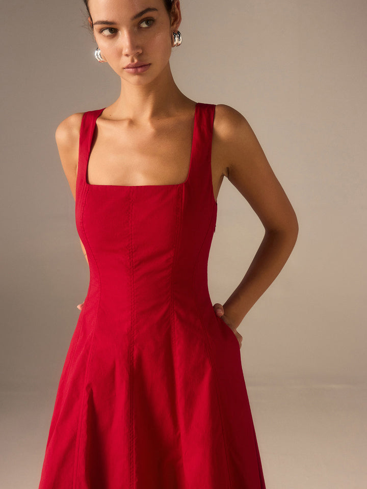 Robe Maxi en Coton avec Fermeture à Lacets au Dos