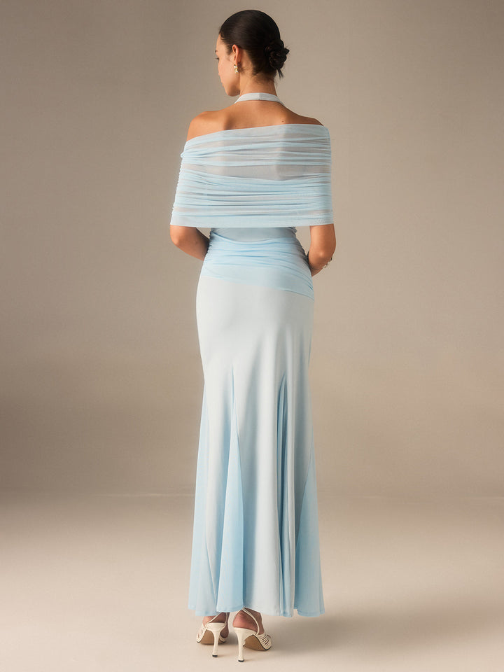 Robe Maxi Élastique Semi-Transparente Ruchée
