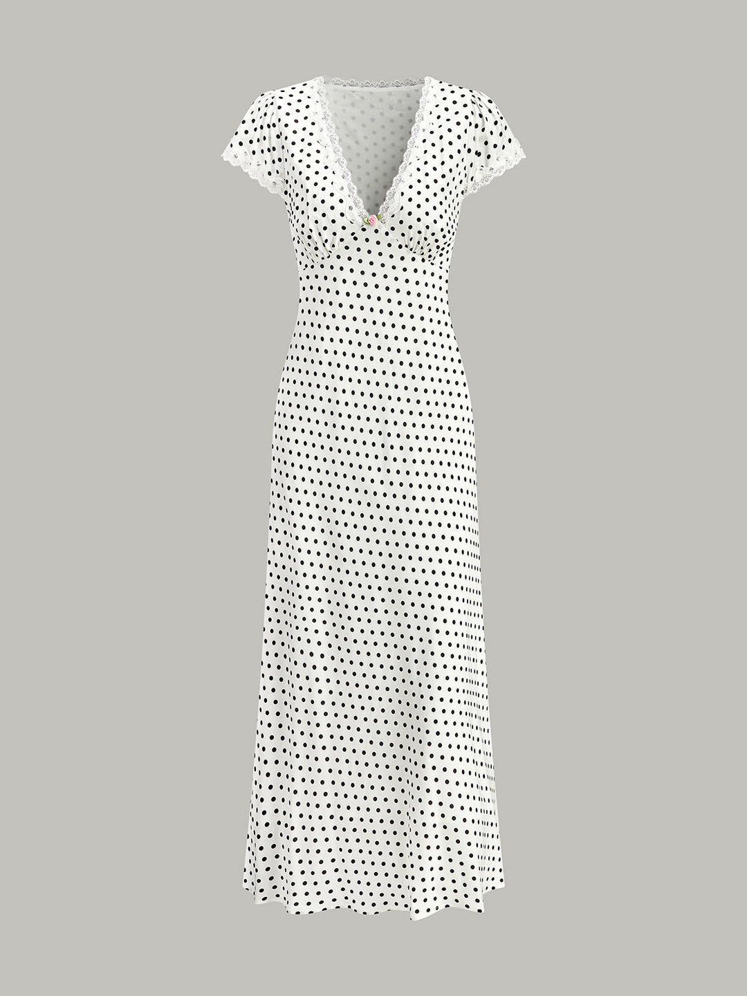 Robe à Pois avec Bordure en Dentelle