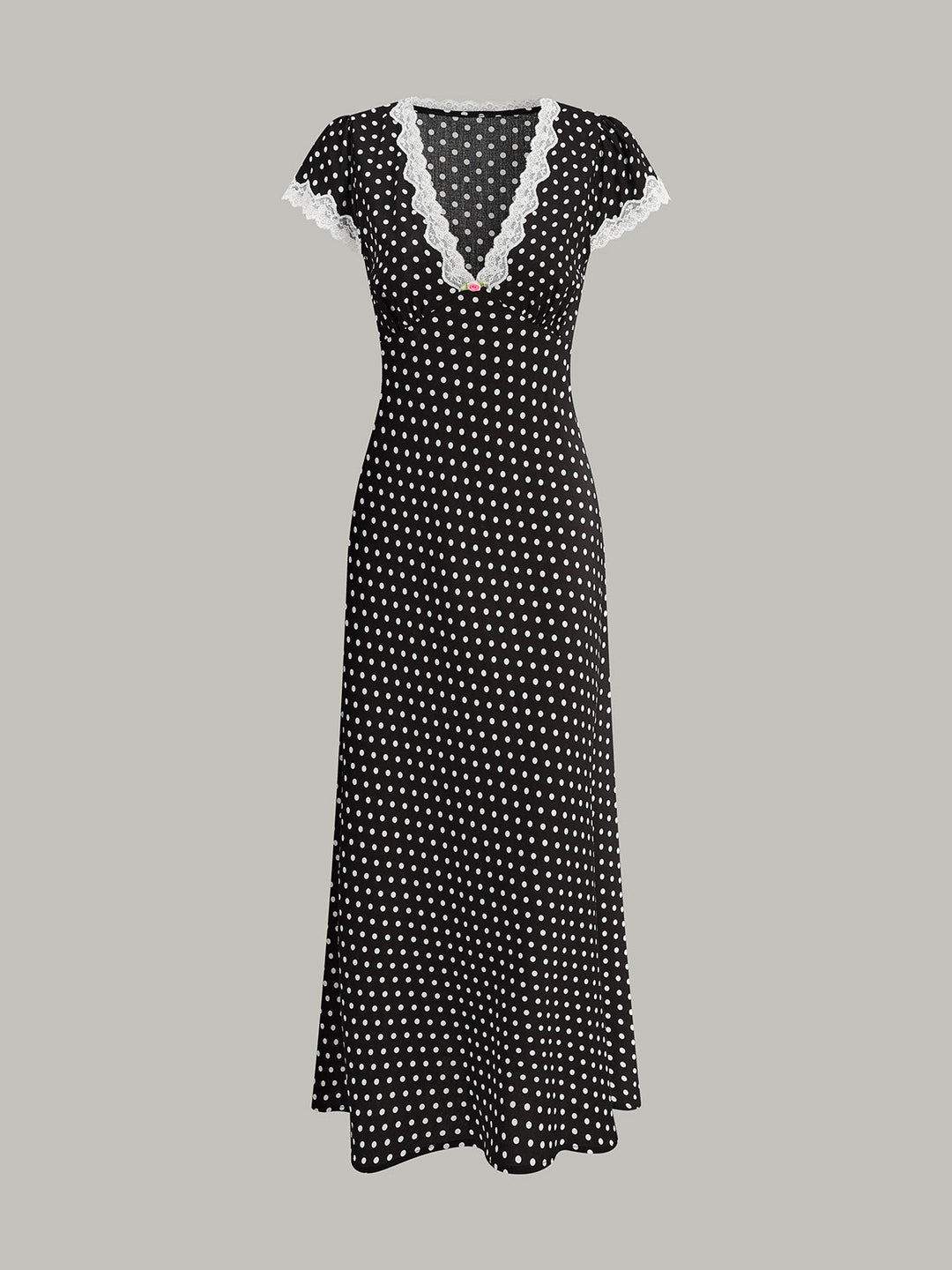Robe à Pois avec Bordure en Dentelle