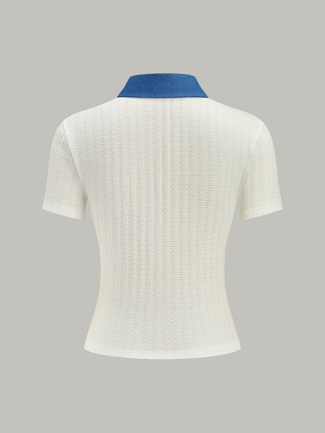 Polo Tricot à Col en Jean avec Bouton Métallique