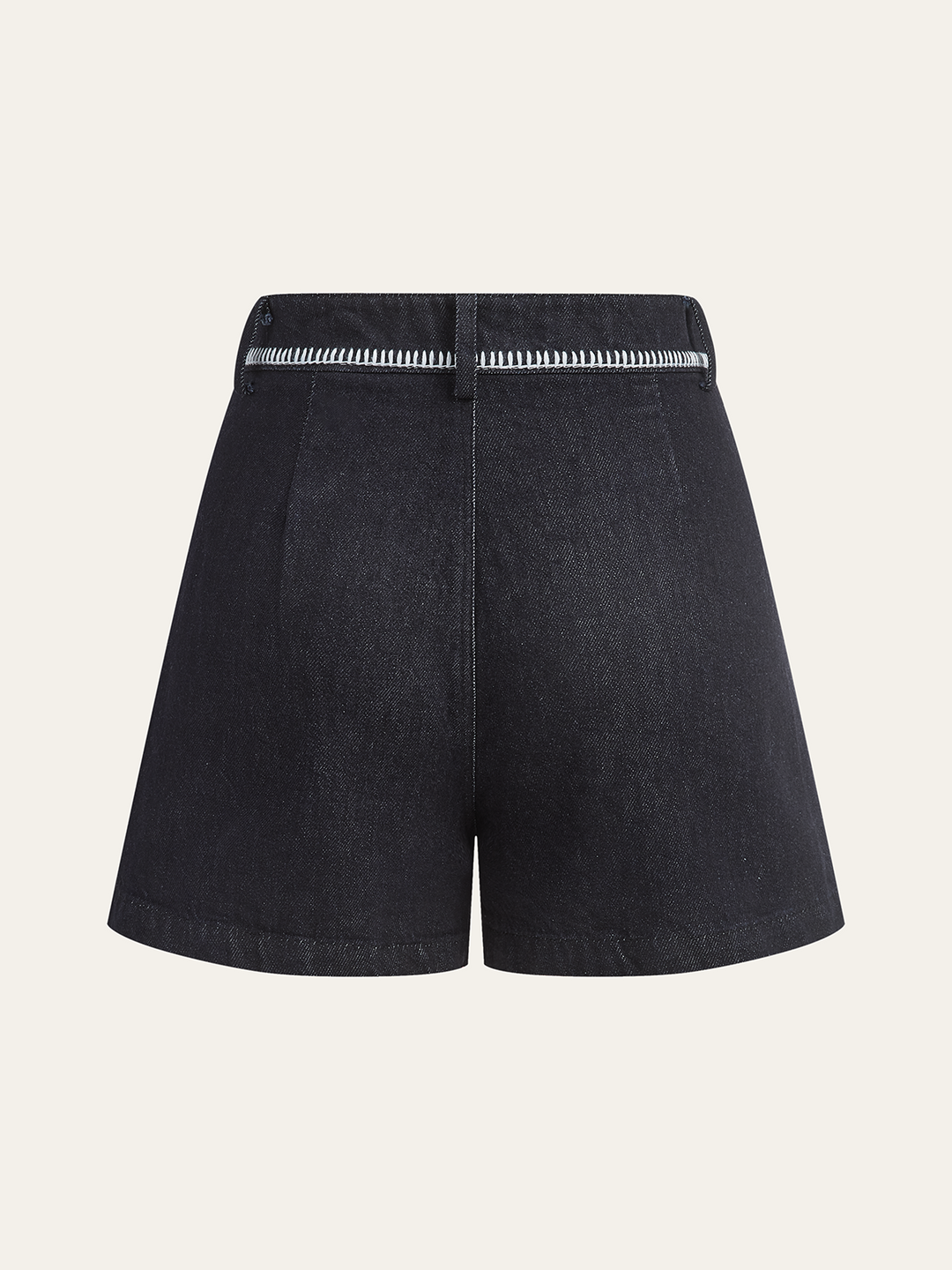 Short en jean à bordures contrastantes
