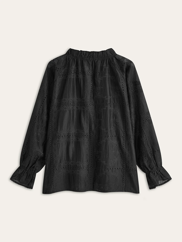Ensemble short à manches longues et détails brodés