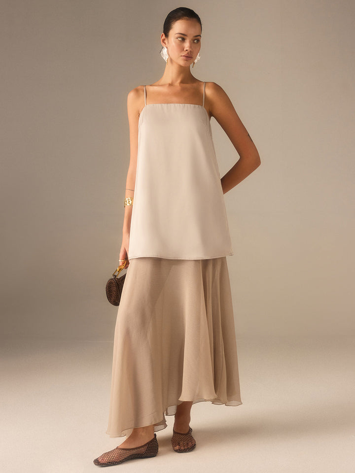Robe Maxi Longue En Mousseline Semi-Transparente 2 en 1