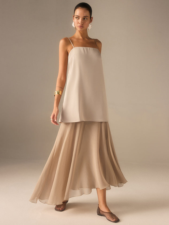 Robe Maxi Longue En Mousseline Semi-Transparente 2 en 1