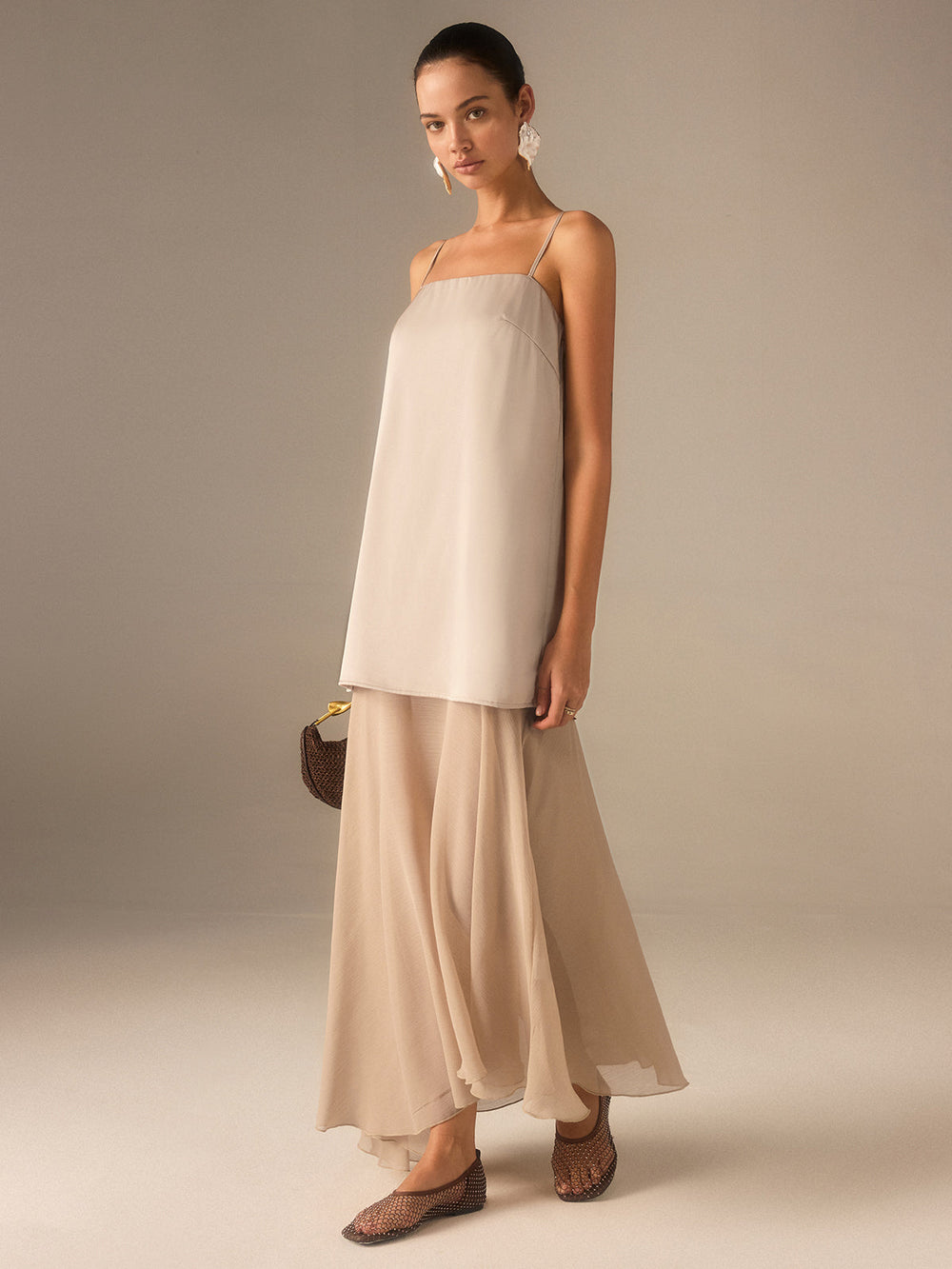 Robe Maxi Longue En Mousseline Semi-Transparente 2 en 1