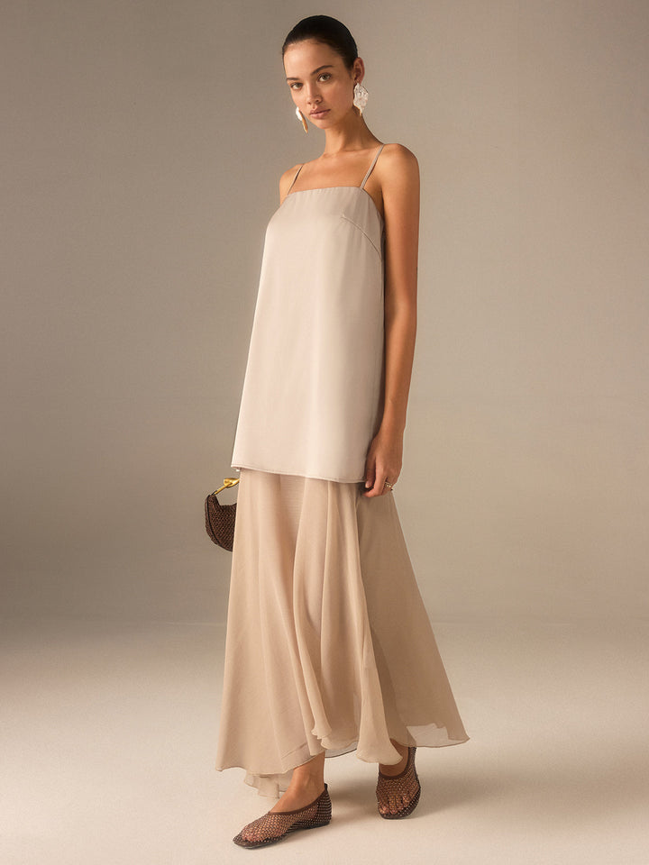 Robe Maxi Longue En Mousseline Semi-Transparente 2 en 1