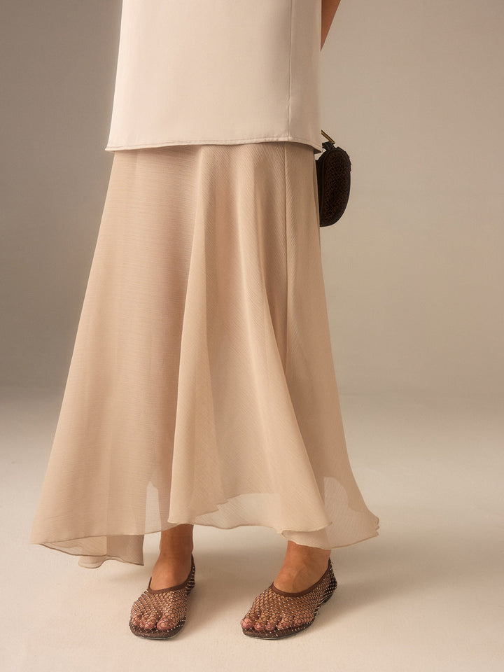 Robe Maxi Longue En Mousseline Semi-Transparente 2 en 1