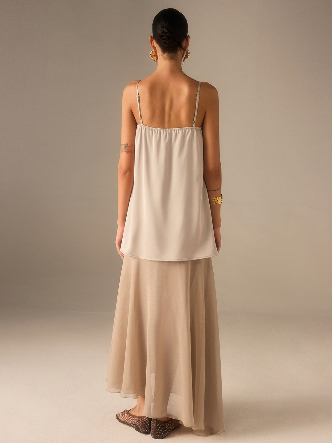 Robe Maxi Longue En Mousseline Semi-Transparente 2 en 1